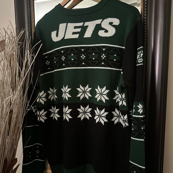 Jets Green and White Men's Sweater Size Large - Picture 3 of 4
